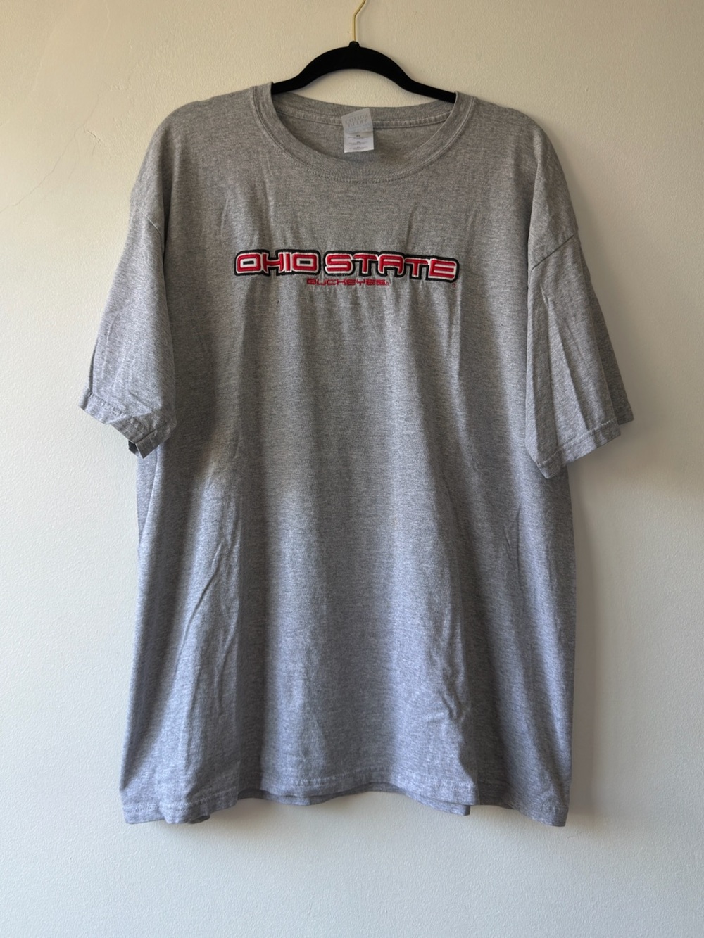 Gildan Ohio State Buckeyes T-Shirt Mens XL Gray Embroidered Ultra Cotton Tee